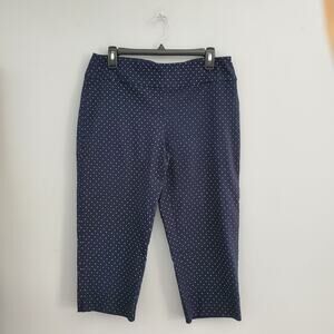 Zac & Rachel Navy Blue White Polka Dot Pullup Capri Pants Size 12